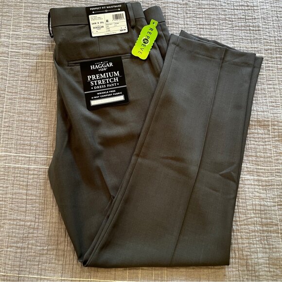 Hagger men’s premium stretch gray slacks 34/30 - Picture 1 of 4